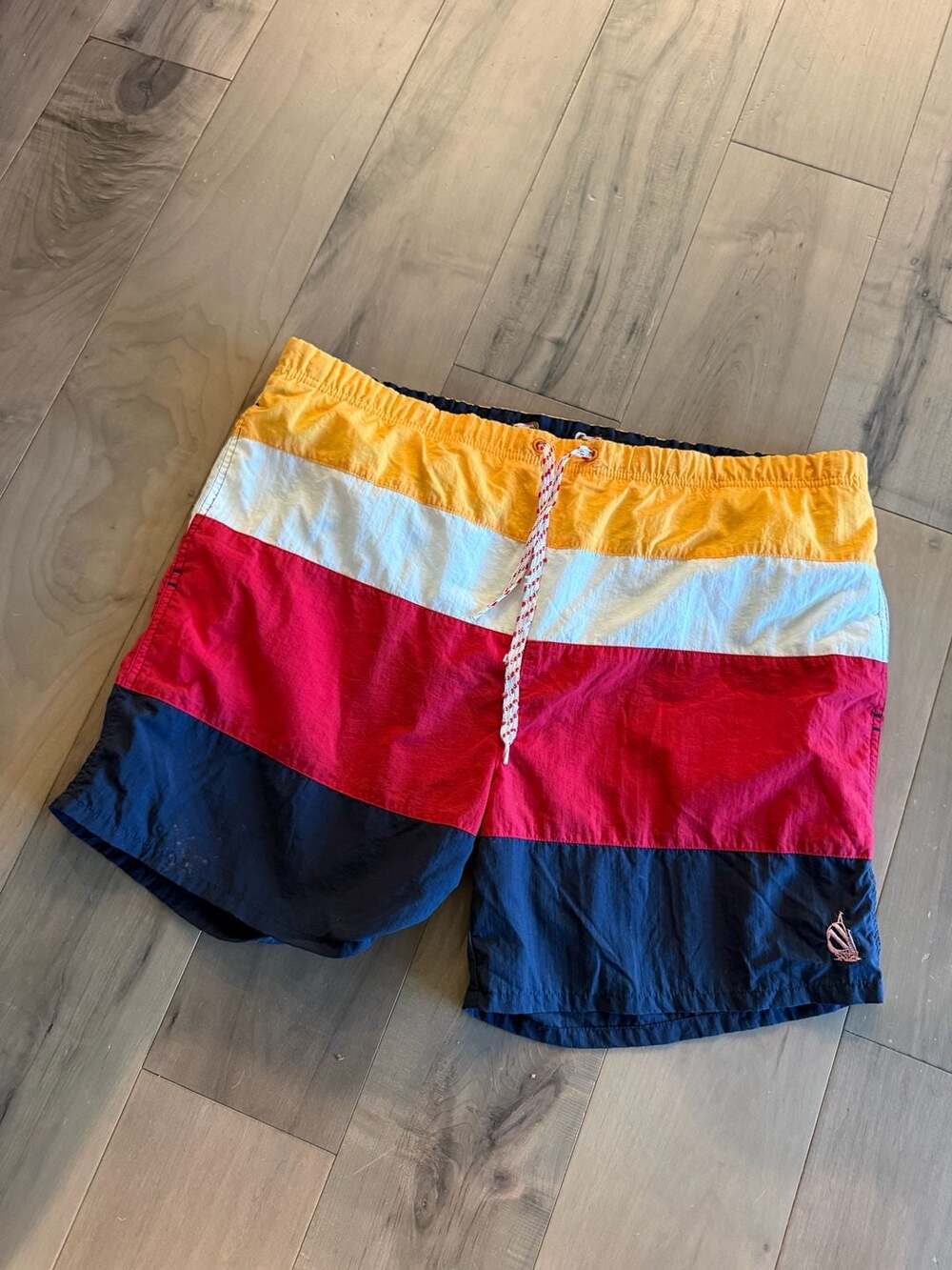 Vintage Nautica Colorblock Swim Trunks with Logo